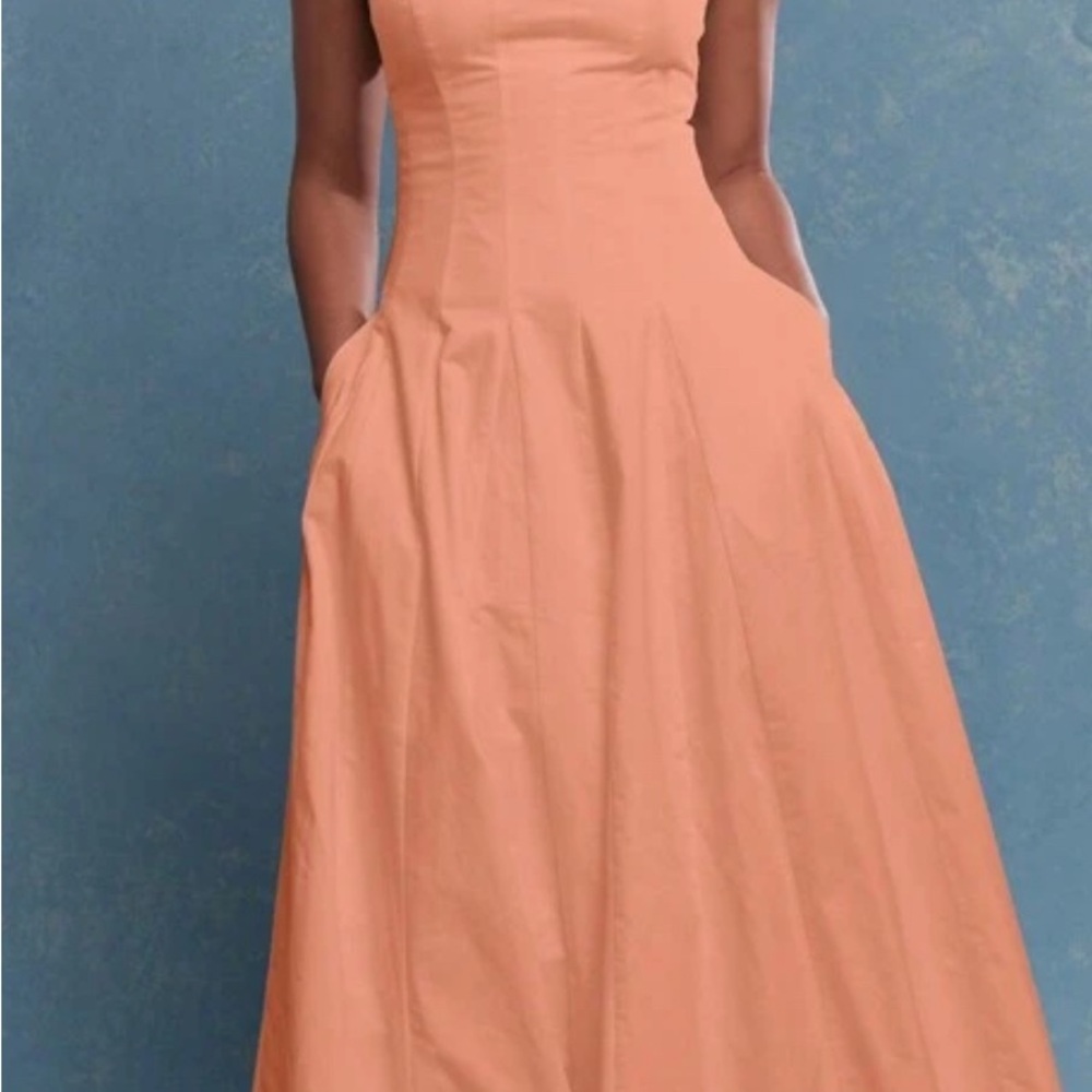 Elegant Peach Sleeveless Dress - Picture 1 of 3